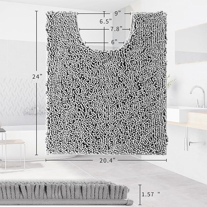 Yimobra Washable Bathroom Rugs, Super Soft & Absorbent Chenille Bath Mat for Floor & Carpet, Quick Dry Non Slip Bath Mat for Tub Shower, 24" x 17",Grey - ModernBath