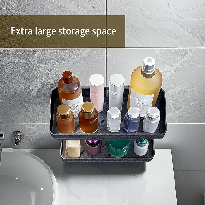 Luxury Shower Caddy, Rustproof Metal Large Capacity Bathroom Shelves for Storage, Adhesive or Drill Mounting for Kitchen Holder & Organizer (2 Pack) - ModernBath