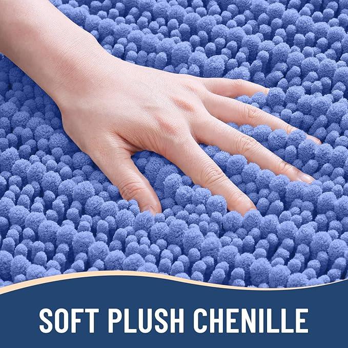 Arotive Luxury Chenille Bathroom Rug Mat, Extra Soft Thick Absorbent Shaggy Bath Rugs, Non-Slip Machine Wash Dry, Plush Bath Mats for Bathroom, Shower and Tub, 36x24, Cornflower Blue - ModernBath