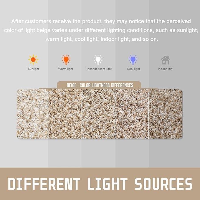Yimobra Bathroom Rugs Non Slip Washable, Ultra Soft and Water Absorbent Bath Mats, Plush Fluffy Shower Mat Outside, Microfiber Thick Matts for Bathroom Floor/Sink, 24x17, Light Beige and White - ModernBath
