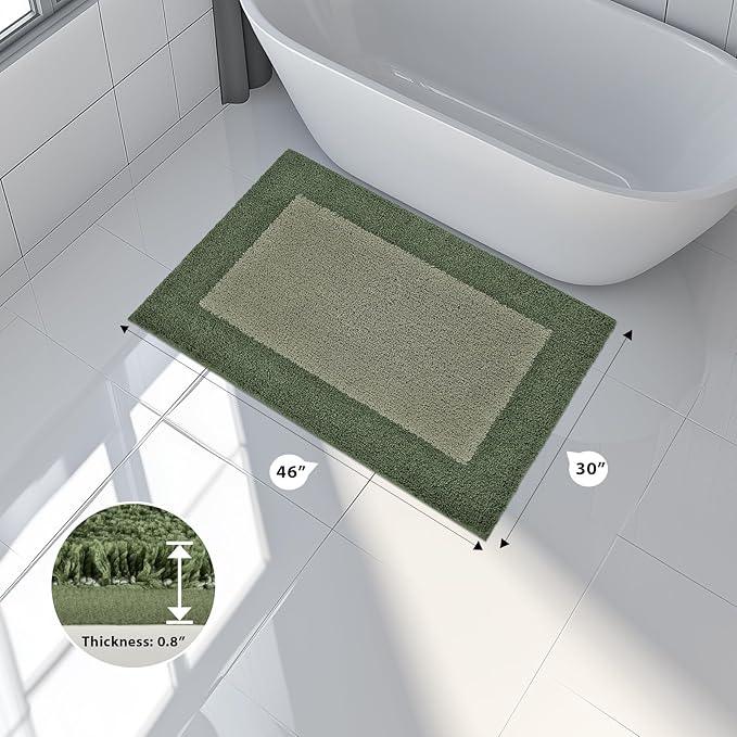 anllugs Bathroom Rugs 30" x 46", Non-Slip Extra Soft Absorbent Bath Rugs, Machine Washable Quick Dry Bath Mats for Bathroom Floor, Shower, Bathtub and Sink, Sage Green & Budding Green - ModernBath