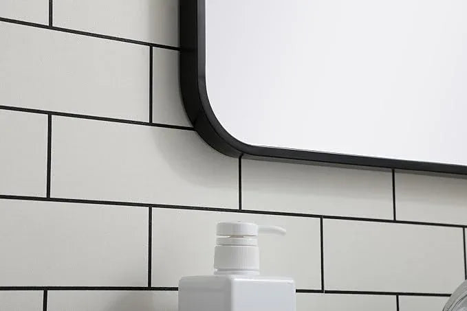 ARS Concepts Aura, Soft Corner Metal Rectangular Mirror 20X30 Inch in, Modern, Black - ModernBath