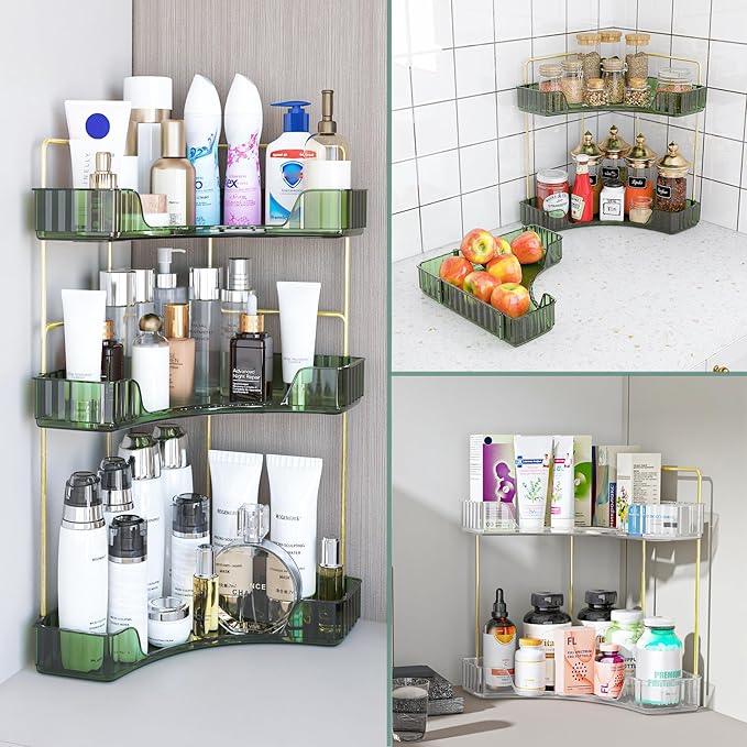 Webetop Corner Bathroom Counter Organizer, Bathroom Makeup Countertop Organizer, Corner Storage Organizers for Vanity, Bathroom，Dresser, Cosmetic, Kitchen Spice Rack Green - ModernBath