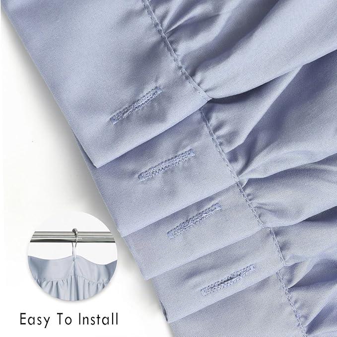 Homechoice Decor Fog Blue Ruffle Shower Curtain, Vintage Handcrafted Bow Tie Bath Curtain for Master Bathroom, Ruched Microfiber Bathroom Curtain with 12 Buttonholes, 72" W x 72" H (LQ-10) - ModernBath