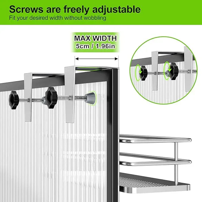 Orimade Adjustable Hanging Over the Shower Door Caddy with Hooks, Bathroom Organizer Shelf Storage Rack,No Drilling Rustproof Basket for Inside Shower, Sliver 3 Tier - ModernBath