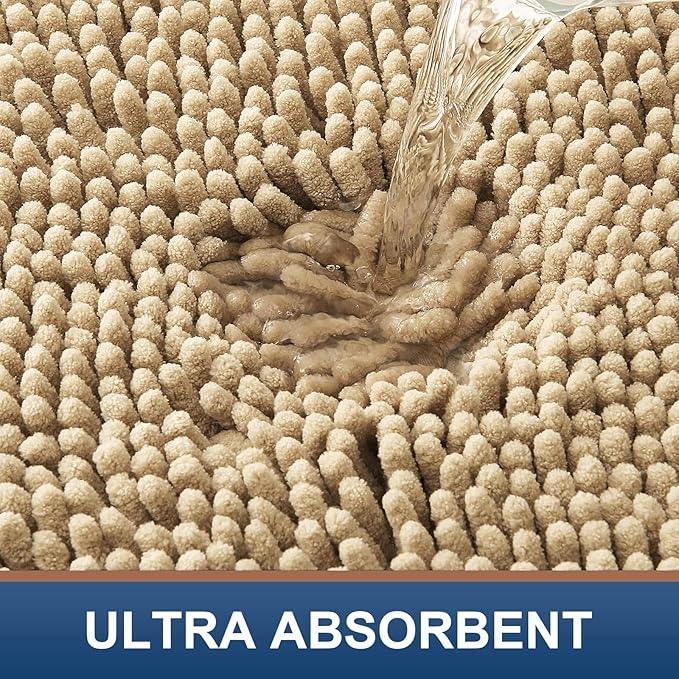 Smiry Luxury Chenille Round 24x24, Extra Soft and Absorbent Shaggy Bathroom Mat Rugs, Machine Washable, Non-Slip Plush Carpet for Tub, Shower, and Bath Room, Beige - ModernBath