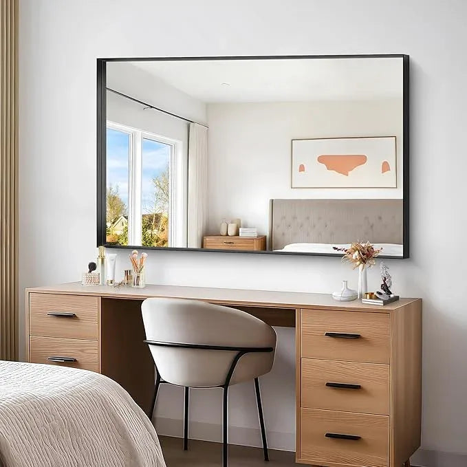 Black Bathroom Mirror, 36x55 Inch Rectangular Deep Frame Mirror, Large Wall Mounted Bathroom Vanity Mirror Over Sink for Bedroom,Restroom, Living Room, Hangs Vertically or Horizontally - ModernBath