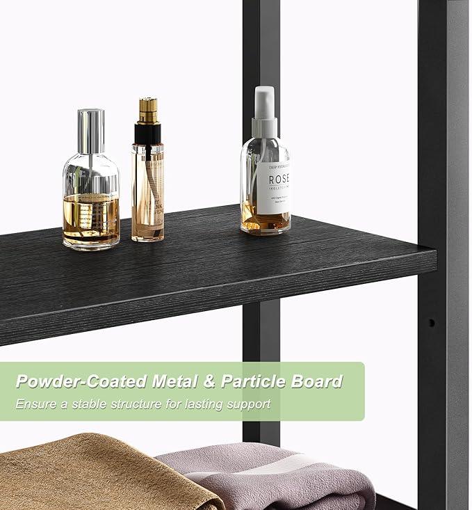 Over-The-Toilet Storage Rack, 4-Tier Bathroom Organizer Shelf Over Toilet with Adjustable Shelf and Basket, Freestanding Space Saver Bathroom Shelves Above Toilet for Room (Pure Black) - ModernBath
