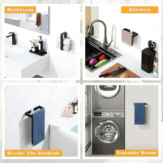 Alise 8'' Towel Bar for Bathroom,Hand Towel Holder Towel Rack for Bathroom Wall Mount,SUS304 Stainless Steel Towel Rail Towel Hanger for Walls,Matte Black - ModernBath