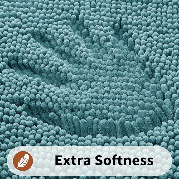 Yimobra Toilet Rugs U Shaped Washable - 24"x20" Non Slip Plush Contour Bath Rugs for Toilet - Super Soft Absorbent Quick Dry Toilet Mats for Bathroom,Teal Blue - ModernBath