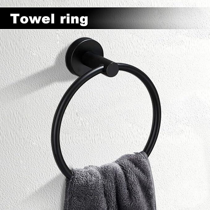 8 Pieces Bathroom Towel Rack Set, Includes 2PCS 23.6 inch Towel bar, 2PCS Towel Hook, 2 PCS Towel Ring, 2PCS Toilet Paper Holder-Matte Black Bathroom Accessories Sets - ModernBath