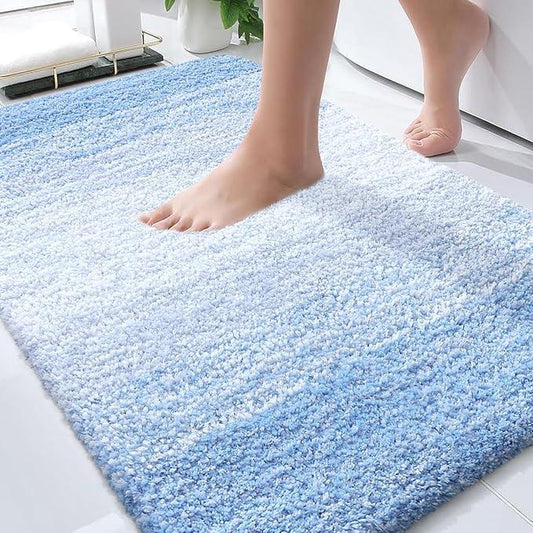 OLANLY Bathroom Rugs Mat 30x20, Extra Soft Absorbent Microfiber Bath Rugs, Rubber Backing, Quick Dry, Machine Washable Bath Mats for Bathroom Floor, Tub and Shower, Home Decor Accessories, Light Blue - ModernBath