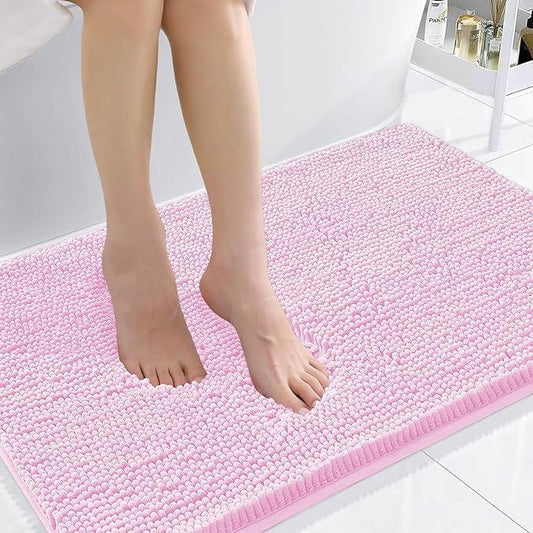 Smiry Luxury Chenille Bathroom Rugs 36x24, Extra Soft and Absorbent Shaggy Bath Mat, Machine Washable, Non-Slip Plush Carpet Runner for Tub, Shower, and Floor, Home Decor Accessories, Pink - ModernBath