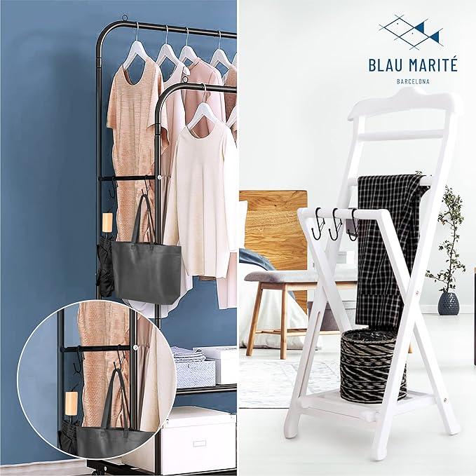 Blau Marité 6 S-Shaped Hooks with Anti-Fall System. Anti Drop S-Shaped Hook with Safety Buckle to Prevent Falls. Heavy Duty. (Black, 4in Long (Diameter Rod<1.2in)) - ModernBath