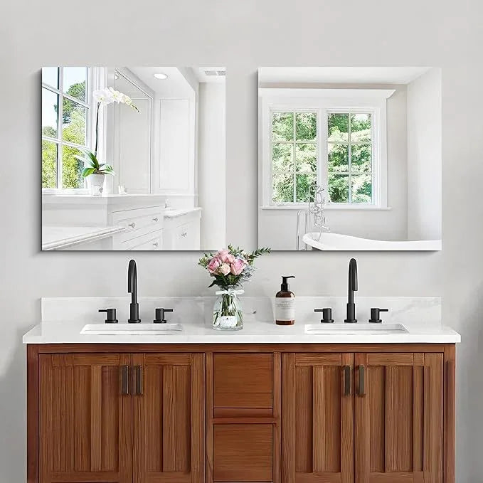 CILIBER Frameless Mirror, 24x24 inch Square Bathroom Mirrors for Wall, Upgraded Shatterproof Vanity Mirror Over Sink with Polished Edge for Bathroom,Bedroom,Living Room and Entryway - ModernBath
