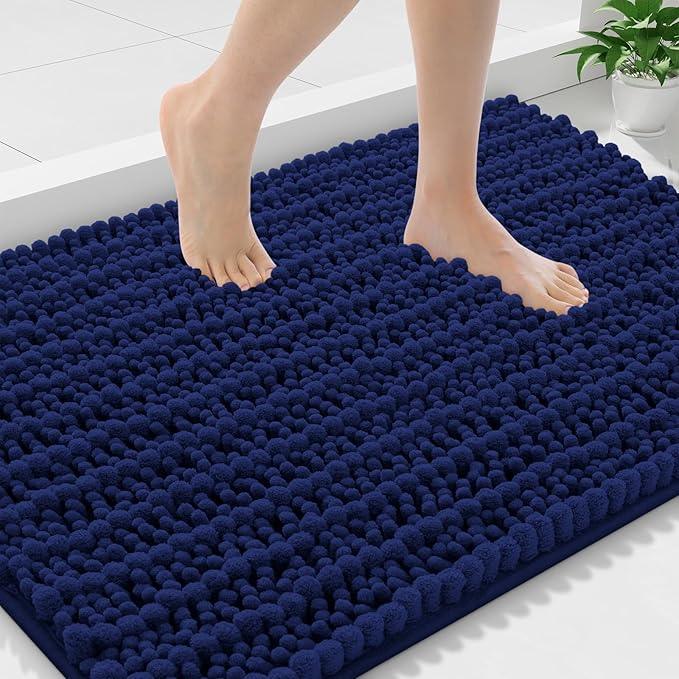 Smiry Bathroom Rugs Mat 36x24, Extra Soft Absorbent Chenille Bath Rugs, Non Slip Rubber Backing Machine Washable Quick Dry Bath Mats for Bathroom Floor, Tub, Shower, Home Decor Accessories, Navy Blue - ModernBath