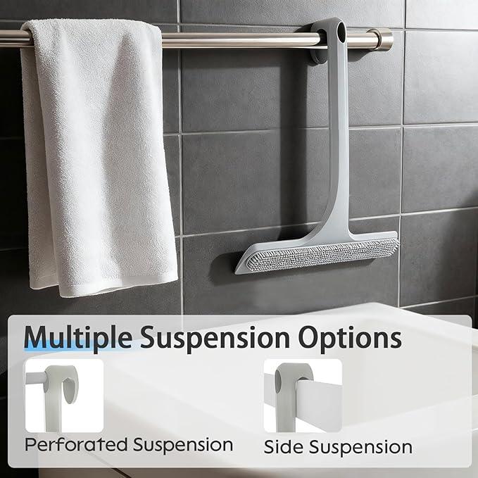 Mesiiloly 10.7“ Wide All-Purpose Shower Squeegee for Glass Doors, Squeegee for Shower Glass with Hook, Window Squeegee with Double-Ended Gap Brush Set for Shower, Bathroom, Car Glass, Mirror (Gray) - ModernBath