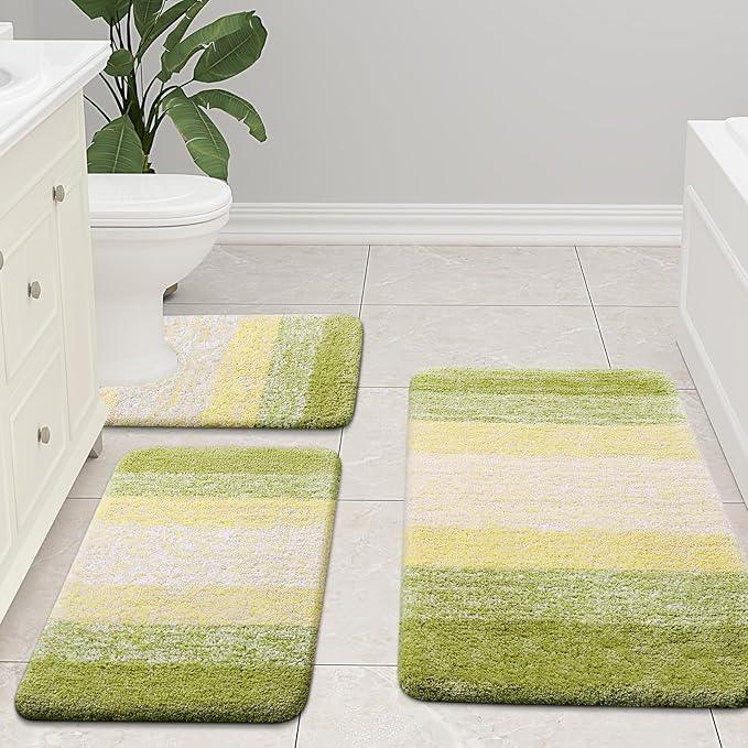 Arotive Microfiber Bathroom Rugs, Shaggy Soft and Absorbent Bath Rug, Non-Slip, Thick Plush Machine Washable Dry Bath Mats for Bathroom, Tub and Shower, 24x16, Olive Green, Rectangular - ModernBath