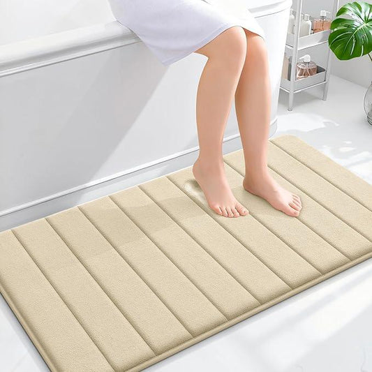 OLANLY Memory Foam Bath Mat 44x24, Super Soft Absorbent Bathroom Rugs, Quick Dry, Machine Washable Shower Floor Rugs, Bathmat Carpet, Bathroom Home Decor Accessories, Beige - ModernBath