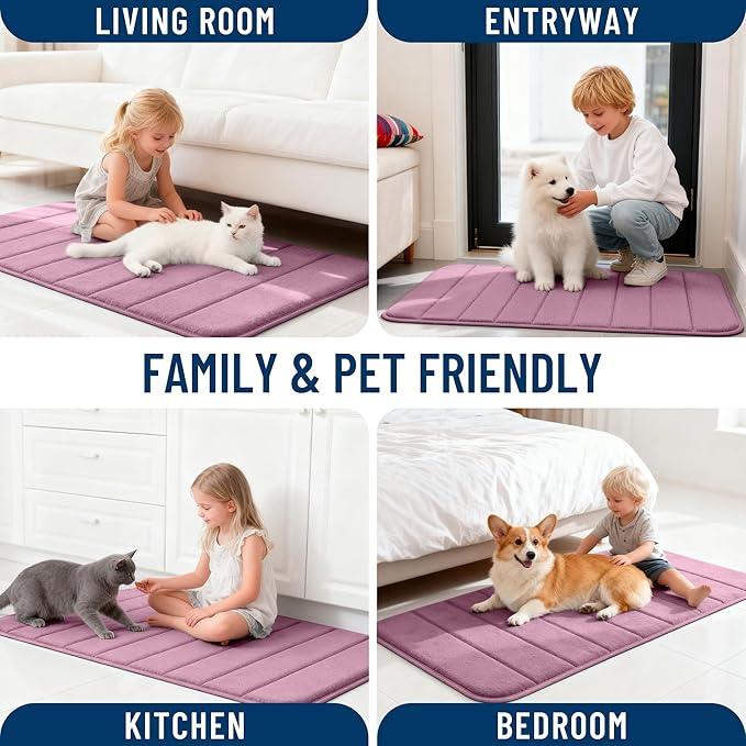 OLANLY Memory Foam Long Bathroom Rugs Runner 47x17, Super Soft Absorbent Bath Mat, Quick Dry, Machine Washable Shower Floor Rugs, Bathmat Carpet, Bathroom Home Decor Accessories, Deep Plum - ModernBath