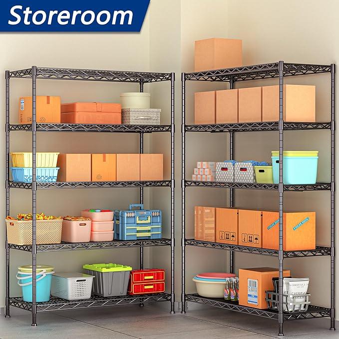 REGILLER 5-Wire Shelving Metal Storage Rack Adjustable Shelves,17.7" D×47.3" W×72.3" H Standing Storage Shelf Units for Laundry Bathroom Kitchen Pantry Closet - ModernBath