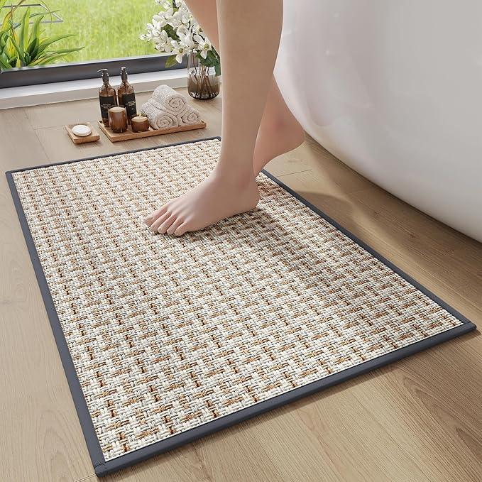 YDKGL Bath Mat Rug-Ultra Thin Non Slip Bath Mats for Bathroom Mat Quick Dry, Rubber Backing Washable Bathroom Rugs Fit Under Door, Absorbent Bath Rugs, Shower Outside,Sink Gray 20"x32" - ModernBath