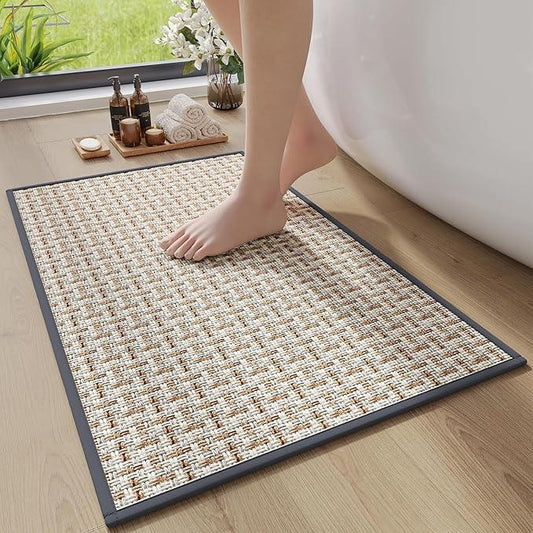 YDKGL Bath Mat Rug-Ultra Thin Non Slip Bath Mats for Bathroom Mat Quick Dry, Rubber Backing Washable Bathroom Rugs Fit Under Door, Absorbent Bath Rugs,Shower Outside,Sink Gray 16"x24" - ModernBath