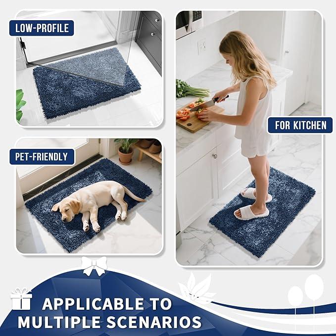 Yimobra Bathroom Rug Set 2 Piece, Luxury Shaggy Bath Mat Set with Non Slip Backing, Ultra Soft & Absorbent Mats for Bathroom Floor, Machine Washable, 31.5"x20"+24"x17", Light Blue - ModernBath