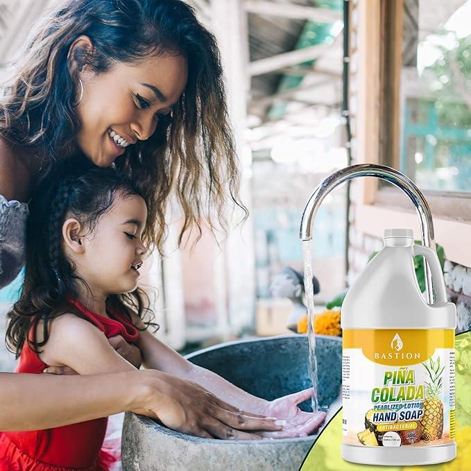 Bastion Antibacterial Hand Soap - Pina Colada - Moisturizing Pearlized Liquid Hand Wash - 1 Gallon (128 oz.) Bulk Refill Jug. Pina Colada Scented. Non-toxic. Made in the USA. - ModernBath