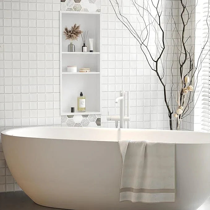 Qeke Stainless Steel Shower Niche 12" X 30", No Tile Needed Wall Niche Three-Tier, Recessed Shower Shelf for Bathroom Storage, Matte White - ModernBath