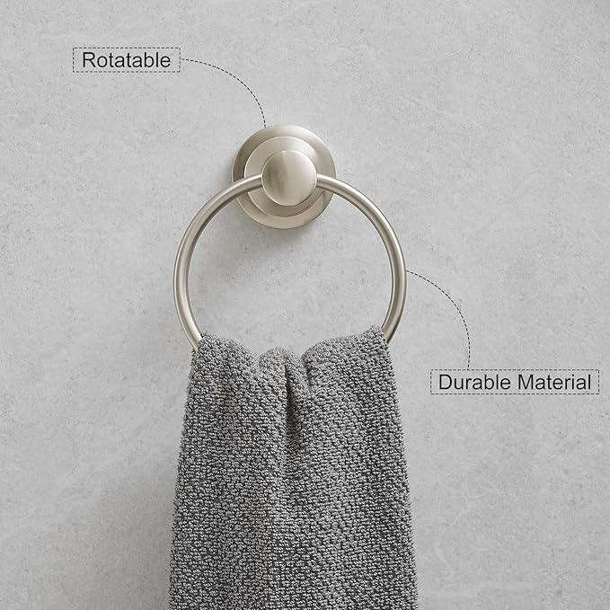 Hoimpro Brushed Nickel 2-Piece Bathroom Bath Set, Wall Mounted Bathroom Hardware Fixture (Towel Ring Holder, Toilet Paper Towel Holder), Bathroom Accessories, Stainless Steel and Zinc Alloy - ModernBath