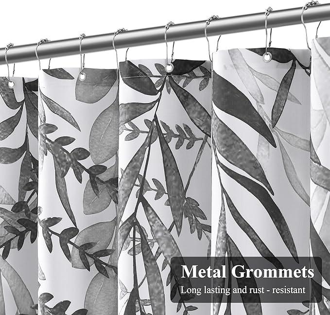 BOODII Grey Plant Watercolor Shower Curtains 72 inches Long Floral Leaf Shower Curtain for Bathroom Botanical Leaves Grey Eucalyptus Curtain Jungle Bathroom Decor 72x72 - ModernBath