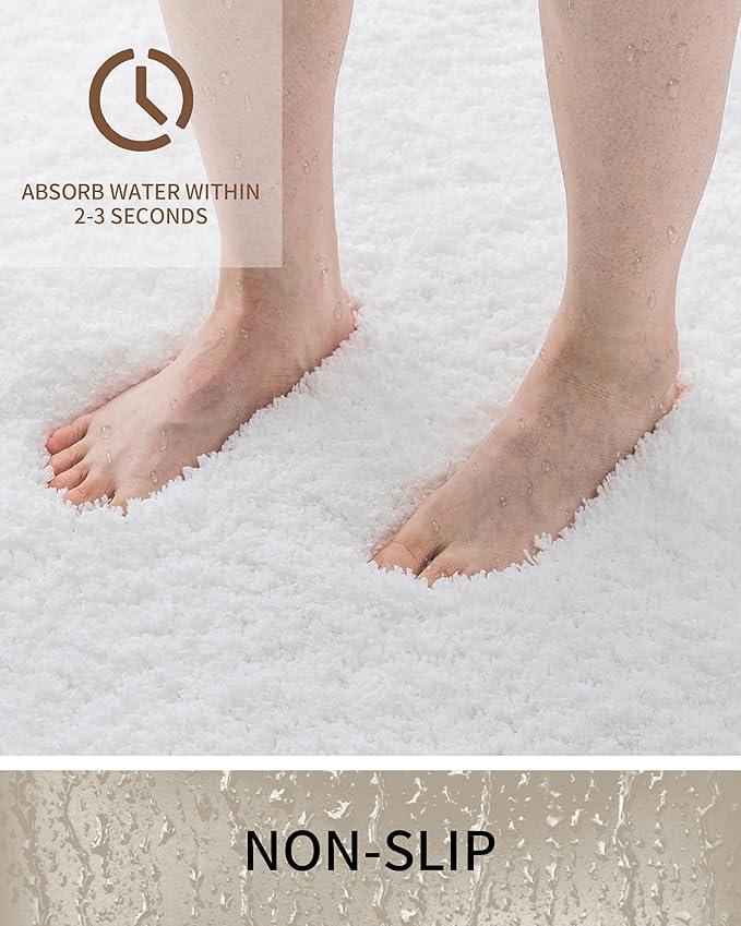 Ruggnovea Toilet Rugs U-Shaped Mat 24x22, Contour Bathroom Mat - Ultra Soft & Absorbent Microfiber, Quick-Dry, Machine Washable with High Density Foam Latex Non Slip Backing, White - ModernBath