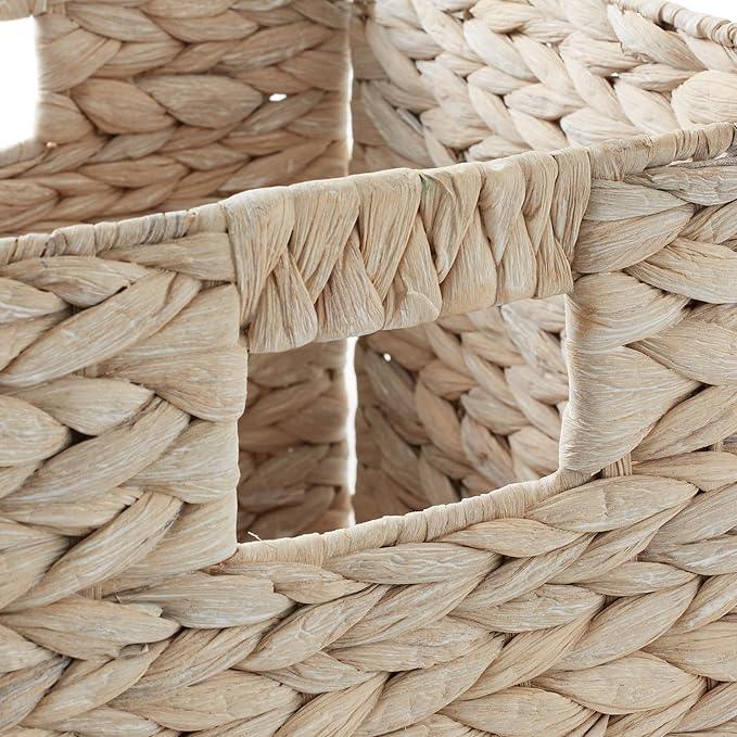 Casafield 12" x 12" Hyacinth Storage Baskets, Whitewash - Set of 4 Storage Organizers, Woven Wicker Cubes for Bathroom, Bedroom, Laundry, Shelves - ModernBath