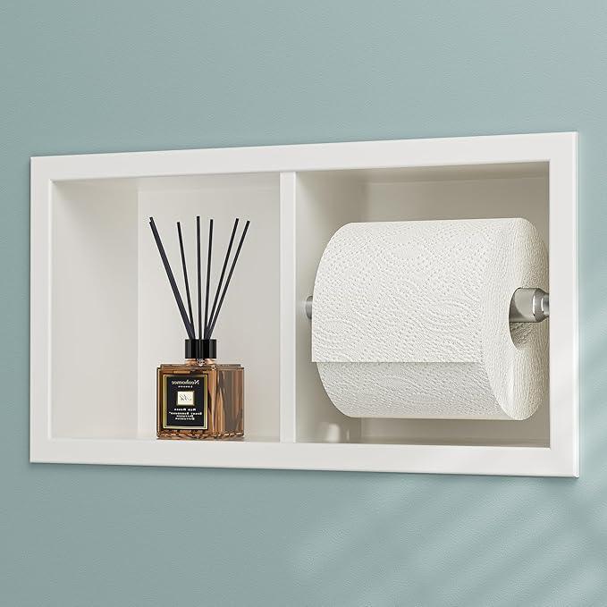 Neodrain Dual Roll Recessed Toilet Paper Holder - 304 Stainless Steel, Hidden in-Wall Design, Simple Loading and Unloading, Space-Saving for Modern Bathrooms（White - ModernBath