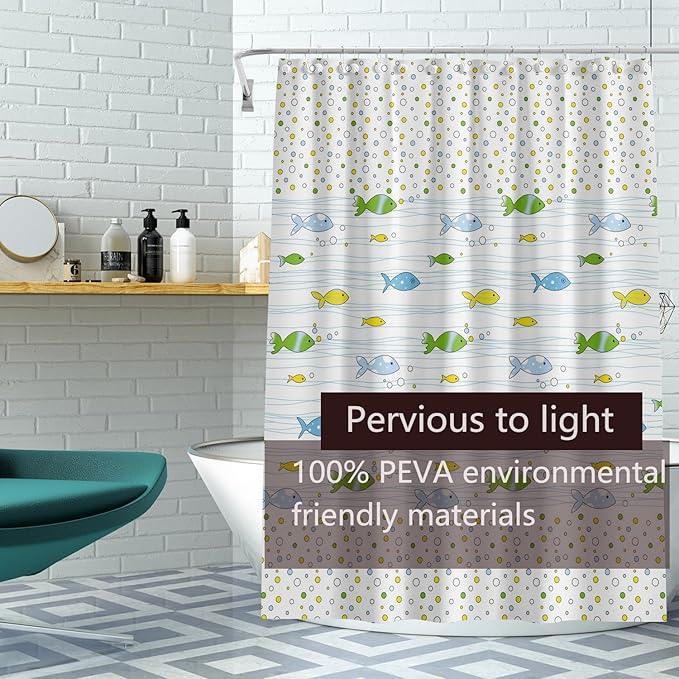 TIKABC Shower Curtain Liner, 4G PEVA Square Shower Liner, Plastic Waterproof Shower Curtains, 72x72 inch with Grommet Holes 3 Magnetic Weights - ModernBath
