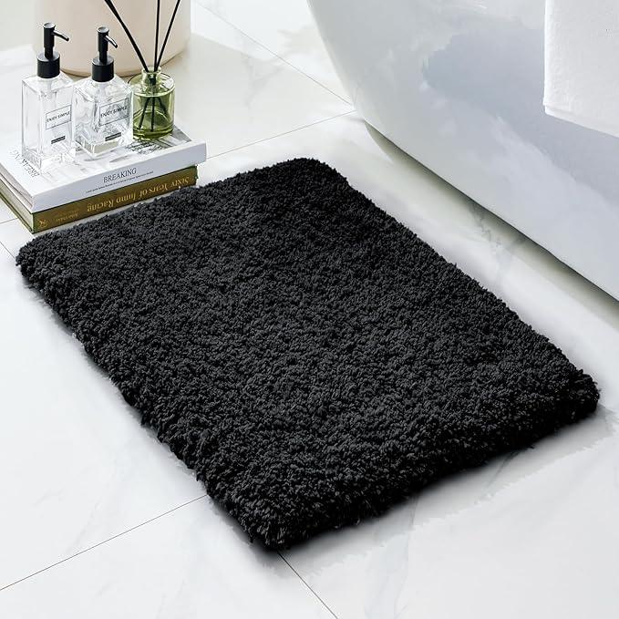 Ruggnovea Bathroom Rugs Non Slip Washable 36x24, Ultra Soft Thick Shaggy Absorbent Bath Mats, High Density Foam Latex Non Slip Backing Bath Rugs, Microfiber Bath Mats for Bathroom Floor&Sink,Black - ModernBath