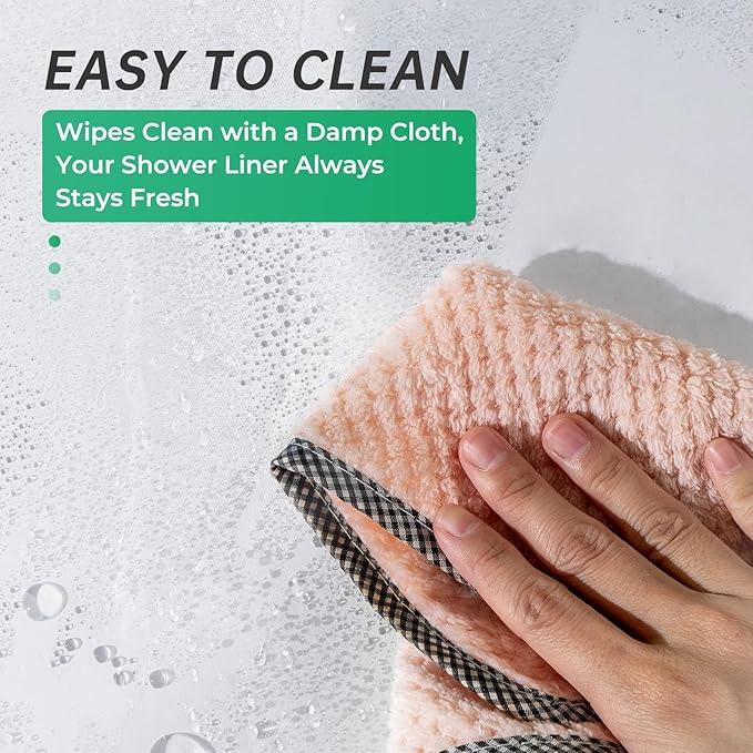 AmazerBath Plastic Shower Curtain 84 Inches Long, 72 x 84 Frosted Weighted Extra Long Shower Curtain, PEVA Heavy Duty Tall Bathroom Curtains with 3 Big Clear Weighted Stones and 12 Grommet Holes - ModernBath