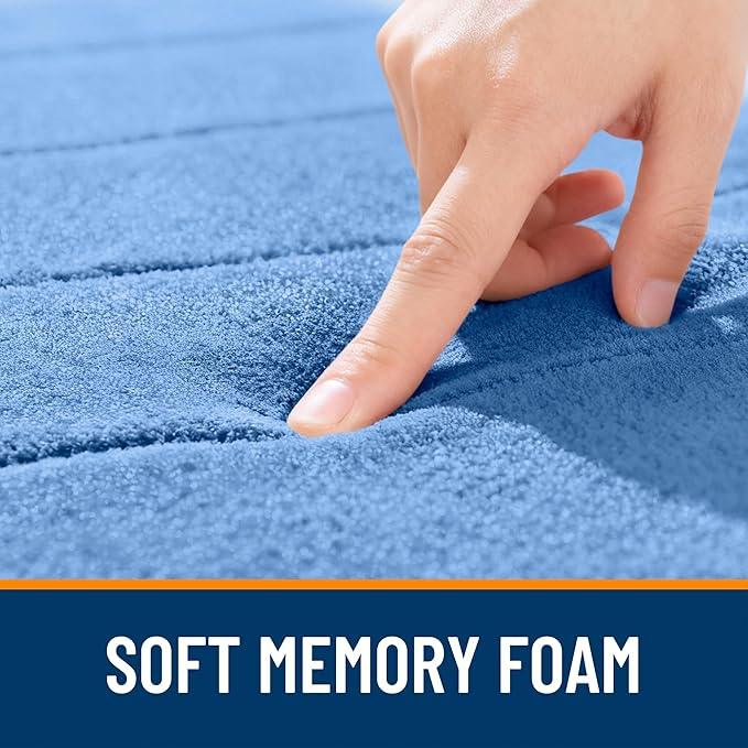 OLANLY Memory Foam Bath Mat 59x35, Super Soft Absorbent Bathroom Rugs, Quick Dry, Machine Washable Shower Floor Rugs, Bathmat Carpet, Bathroom Home Decor Accessories, Cornflower Blue - ModernBath