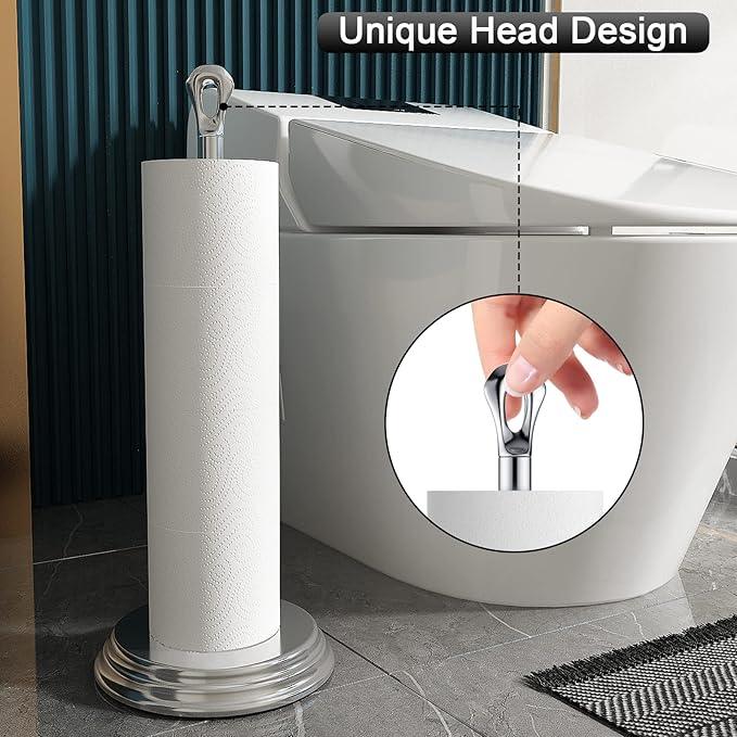Toilet Paper Holder with Rustproof, Metal Free Standing Toilet Paper Stand Storage for Bathroom, Tissue Paper Roll Holder for Bathroom Accessories (Polished Chrome) - ModernBath