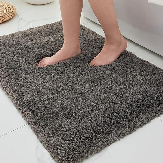 ILANGO Dark Gray Bathroom Rugs 36" × 24" Non Slip & Super Absorbent Extra Thick Soft, Washable Bath Mat for Floor, Microfiber Plush Shaggy Bath Rug with Rubber for Bathtub Shower Room Sink - ModernBath