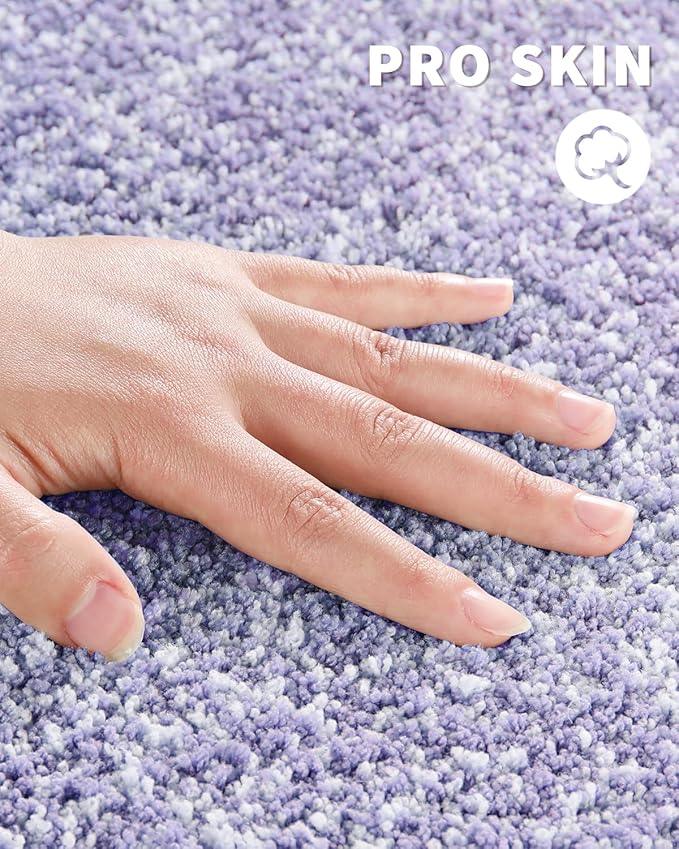 Yimobra Long Bathroom Rug Non Slip Washable, Soft Absorbent Microfiber Bath Mat, Dual-Tone Decor Rug with Rubber Backing for Bathroom Floor Tub and Shower,44x24,Home Essentials,Purple and White - ModernBath