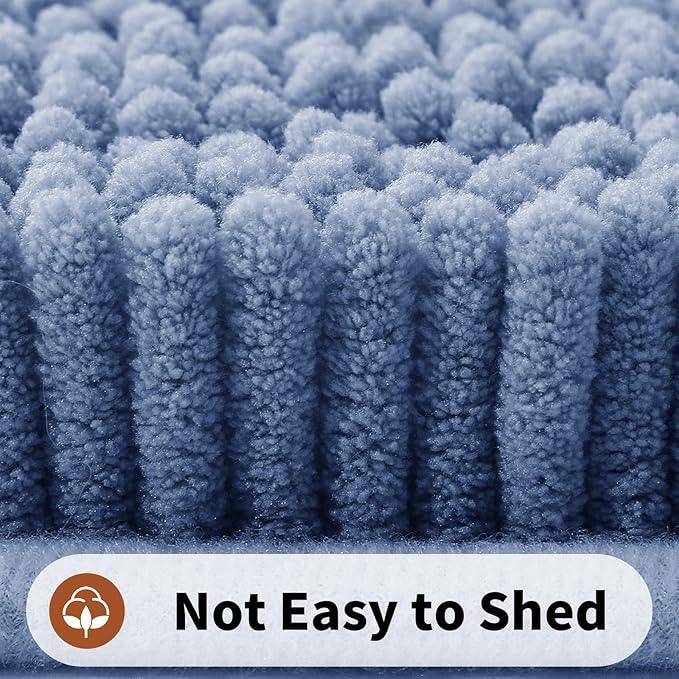 Yimobra Toilet Rugs U Shaped Washable - 24"x20" Non Slip Plush Contour Bath Rugs for Toilet - Super Soft Absorbent Quick Dry Toilet Mats for Bathroom,Denim Blue - ModernBath