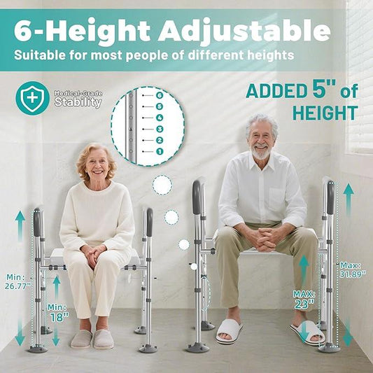 Raised Toilet Seat Riser with Handles for Seniors,Adjustable Elevated Height & Width,500lb Handicap Toilet Seat with Locking Clamps for Elderly,Pregnant,Fit Any Toilet - ModernBath