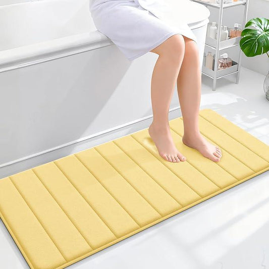 OLANLY Memory Foam Long Bathroom Rugs Runner 47x20, Super Soft Absorbent Bath Mat, Quick Dry, Machine Washable Shower Floor Rugs, Bathmat Carpet, Bathroom Home Decor Accessories, Yellow - ModernBath