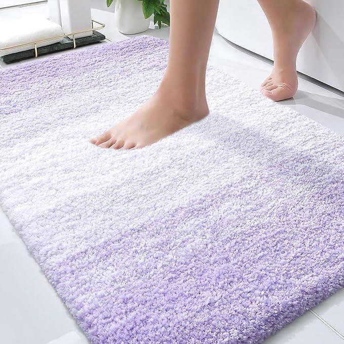 OLANLY Bathroom Rugs Mat 30x20, Extra Soft Absorbent Microfiber Bath Rugs, Rubber Backing, Quick Dry, Machine Washable Bath Mat for Bathroom Floor, Tub and Shower, Home Decor Accessories, Light Purple - ModernBath