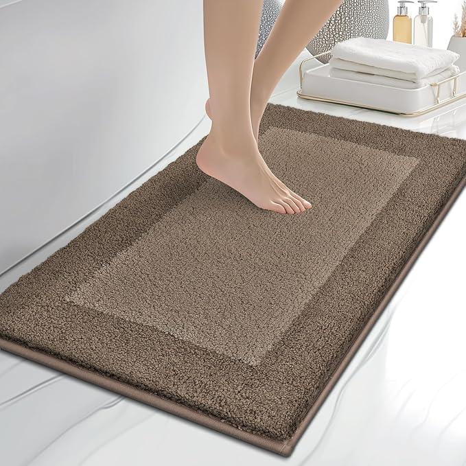 anllugs Bathroom Rugs 20" x 30", Non-Slip Extra Soft Absorbent Bath Rugs, Machine Washable Quick Dry Bath Mats for Bathroom Floor, Shower, Bathtub and Sink, Grayish Brown & Coffee - ModernBath