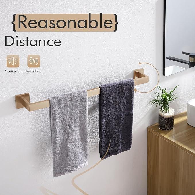 KOKOSIRI 24-Inch Towel Rack for Bathroom Kitchen Towel Bars Wall Mount SUS304 Stainless Steel Towels Holder, Champagne Bronze B4003CPG-L24 - ModernBath
