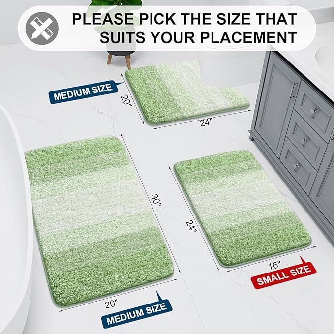 Arotive Microfiber Bathroom Rugs, Shaggy Soft and Absorbent Bath Rug, Non-Slip, Thick Plush Machine Washable Dry Bath Mats for Bathroom, Tub and Shower, 30x20, Sage Green, Rectangular - ModernBath