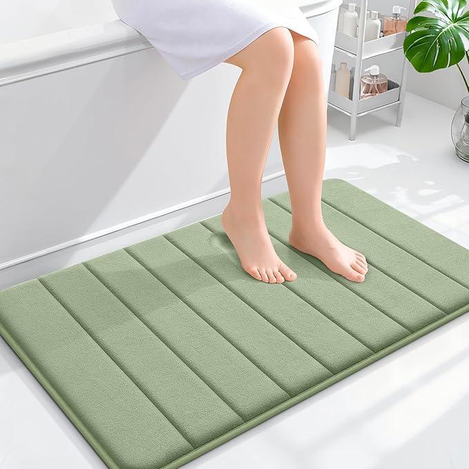 OLANLY Memory Foam Bath Mat 36x24, Super Soft Absorbent Bathroom Rugs, Quick Dry, Machine Washable Shower Floor Rugs, Bathmat Carpet, Bathroom Home Decor Accessories, Sage Green - ModernBath